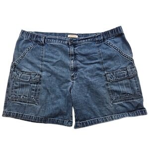 Savane Denim Cargo Shorts Mens 44 Blue Jean Cotton Elastic Waist Casual Utility